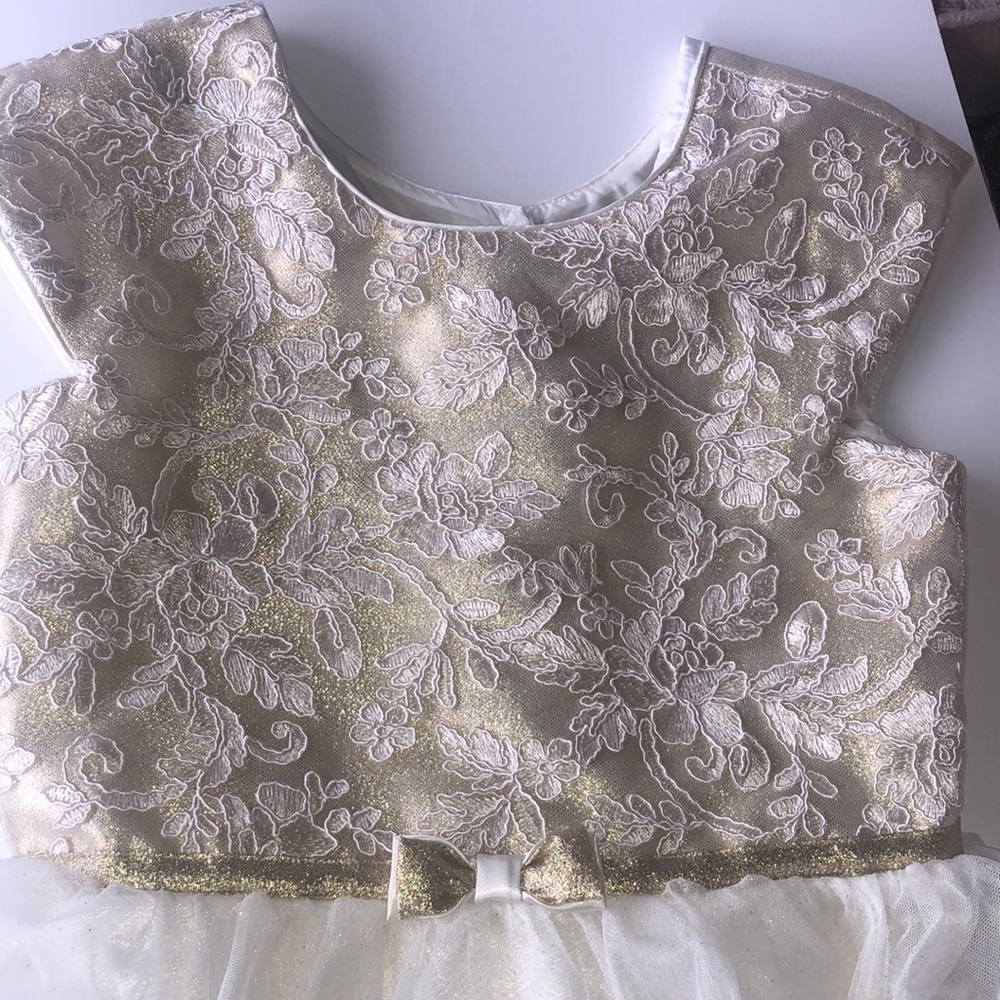 JONA MICHELLE GIRLS GOLD WITH LACE & TULLE DRESS - Picture 7 of 7
